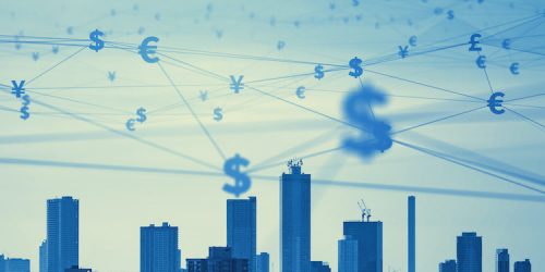 Financial technology concept. Fintech. Crypto currency. Electronic money. Cashless payment.
