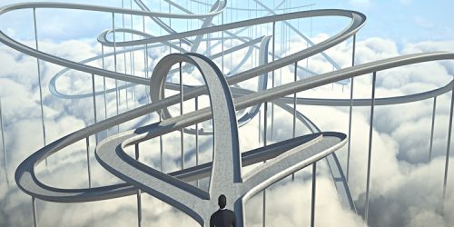businessman chooses the path strategy 3d illustration